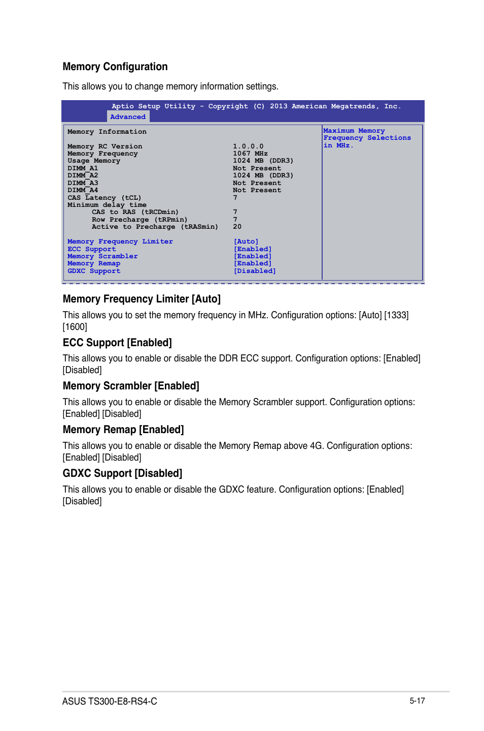 Ecc support [enabled, Gdxc support [disabled | Asus TS300-E8-RS4-C User Manual | Page 99 / 170