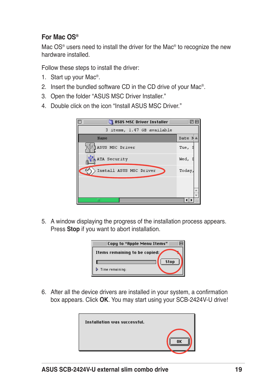 For mac os | Asus SCB-2424V-U User Manual | Page 19 / 28