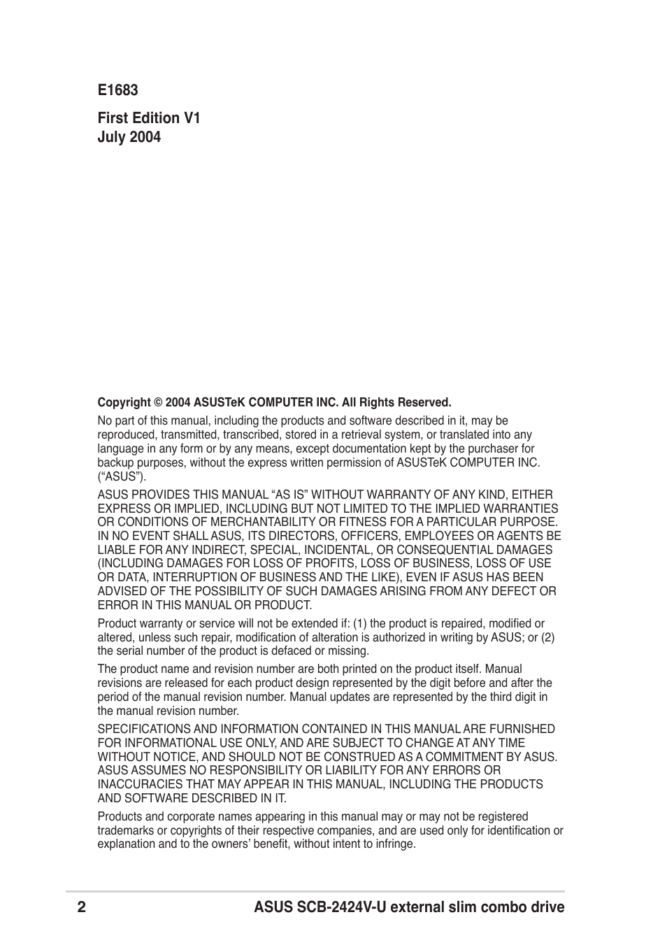Asus SCB-2424V-U User Manual | Page 2 / 28
