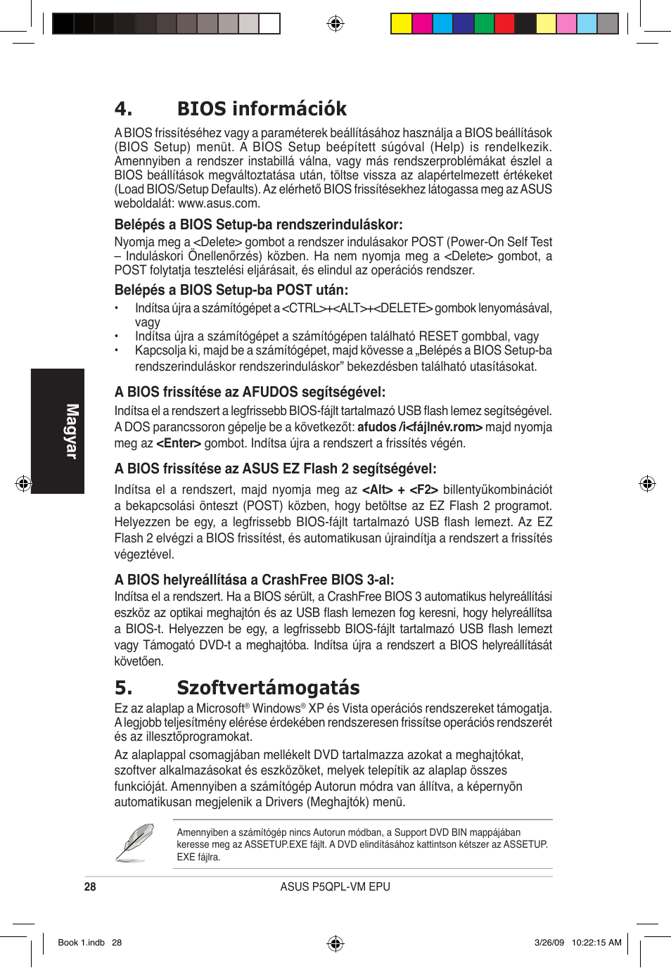 Bios információk, Szoftvertámogatás, Magyar | Asus P5QPL-VM EPU User Manual | Page 28 / 38