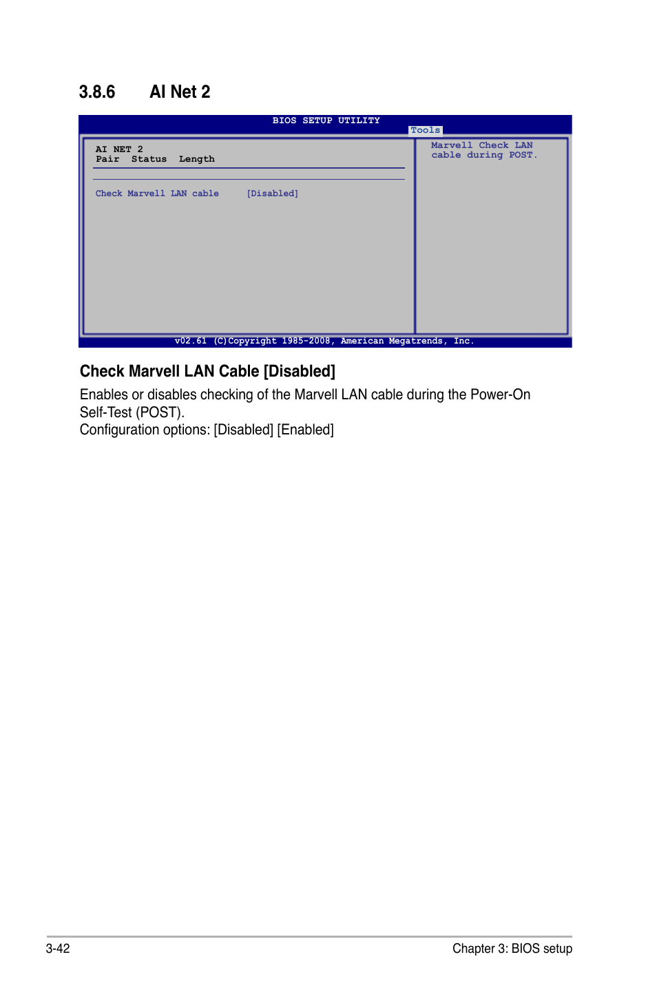 6 ai net 2, Ai net 2 -42, Check marvell lan cable [disabled | Asus P5Q-E/WiFi-AP User Manual | Page 112 / 192