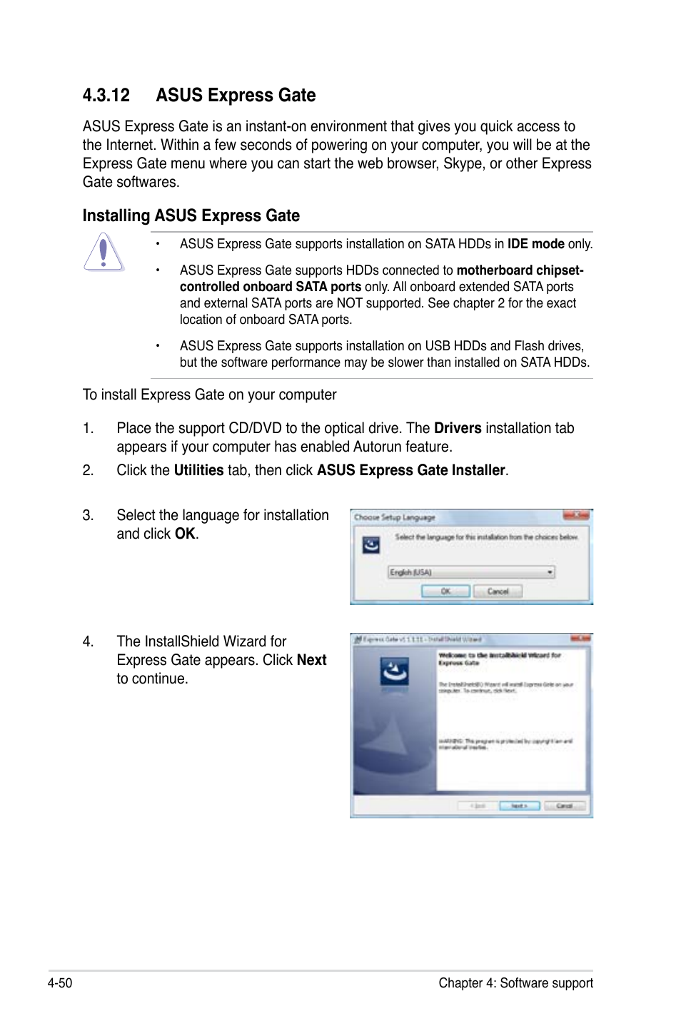 12 asus express gate, 12 asus express gate -50, Installing asus express gate | Asus P5Q-E/WiFi-AP User Manual | Page 166 / 192