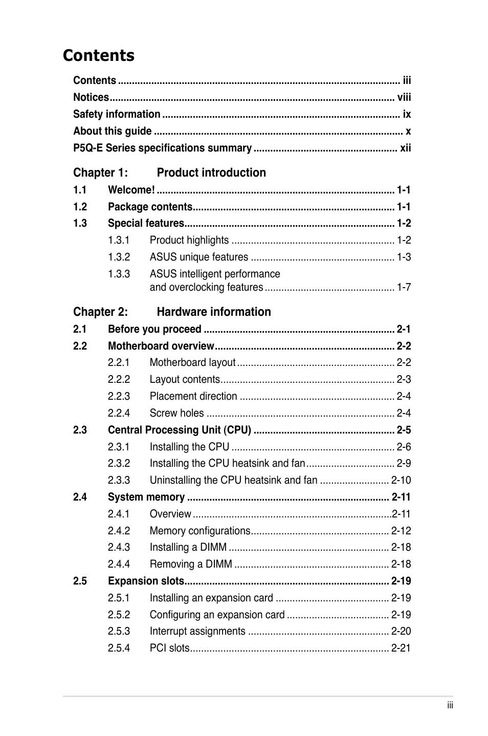 Asus P5Q-E/WiFi-AP User Manual | Page 3 / 192