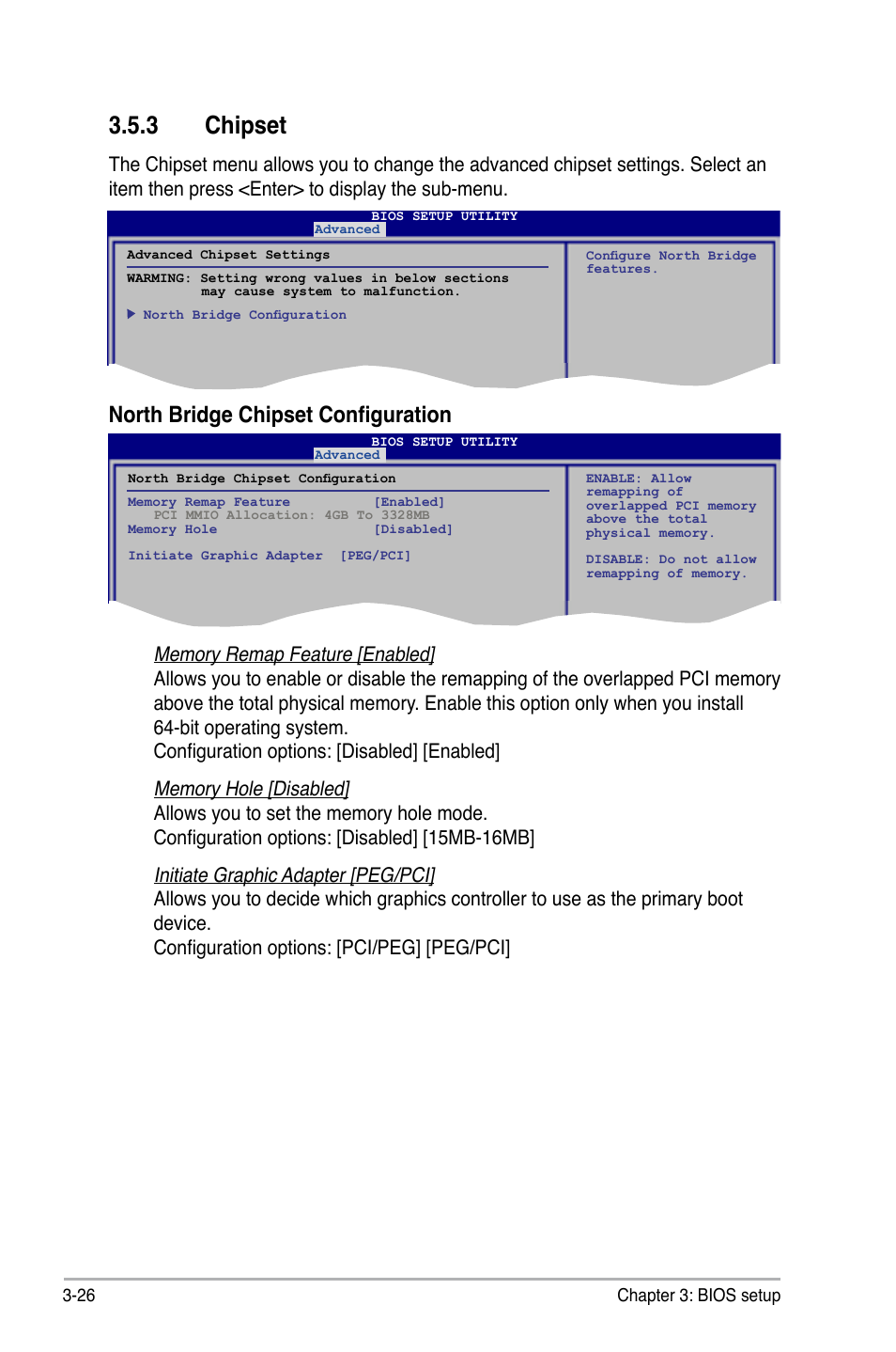 3 chipset, Chipset -26, North bridge chipset configuration | Asus P5Q-E/WiFi-AP User Manual | Page 96 / 192