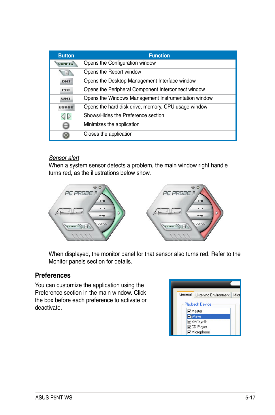 Preferences | Asus P5NT WS User Manual | Page 129 / 160