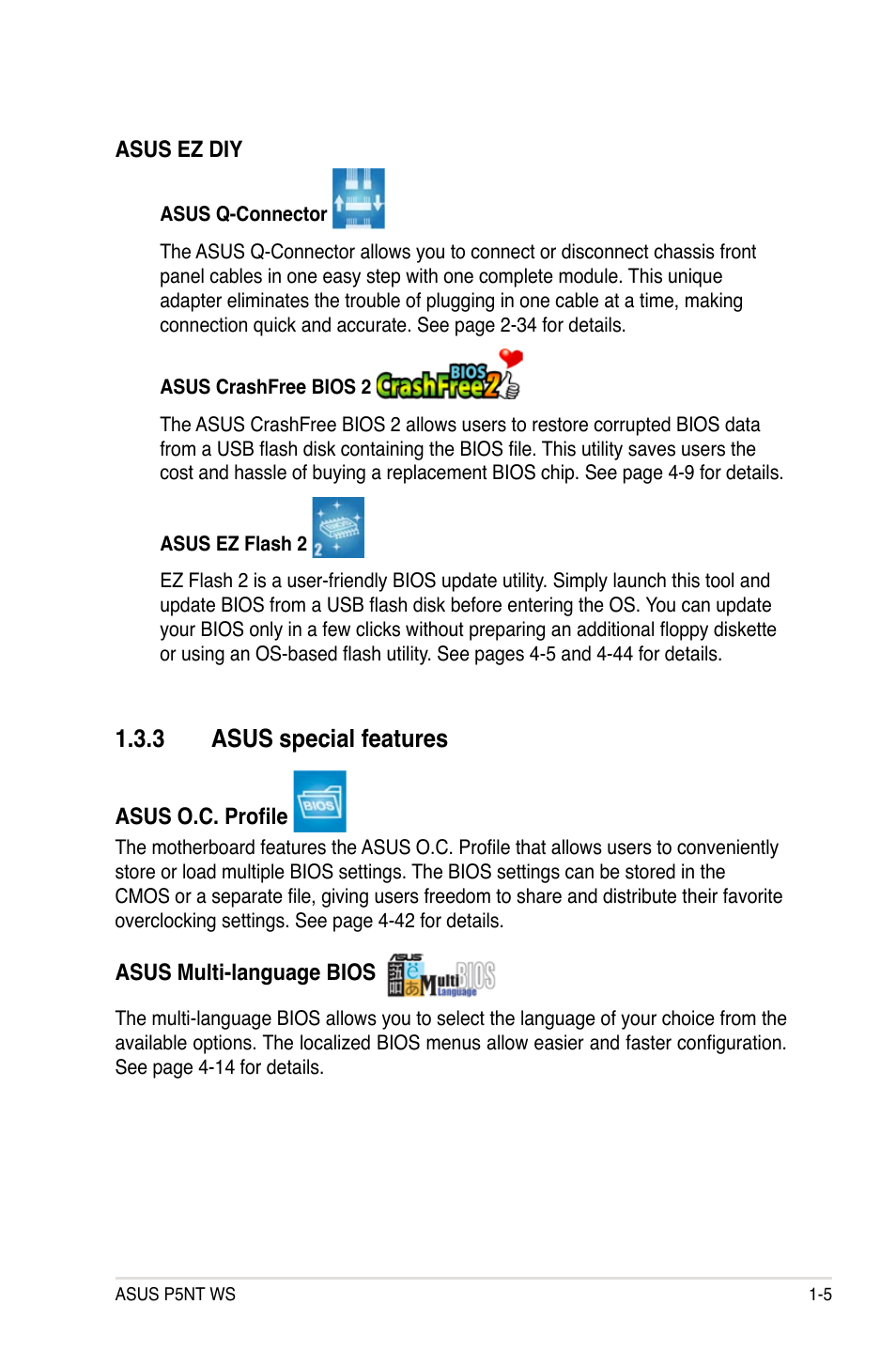 3 asus special features | Asus P5NT WS User Manual | Page 21 / 160