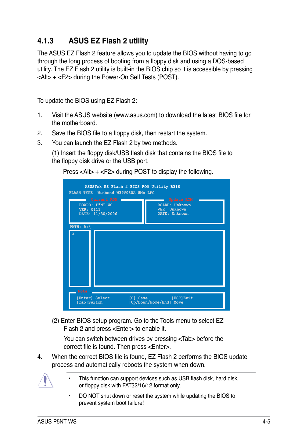 3 asus ez flash 2 utility | Asus P5NT WS User Manual | Page 69 / 160