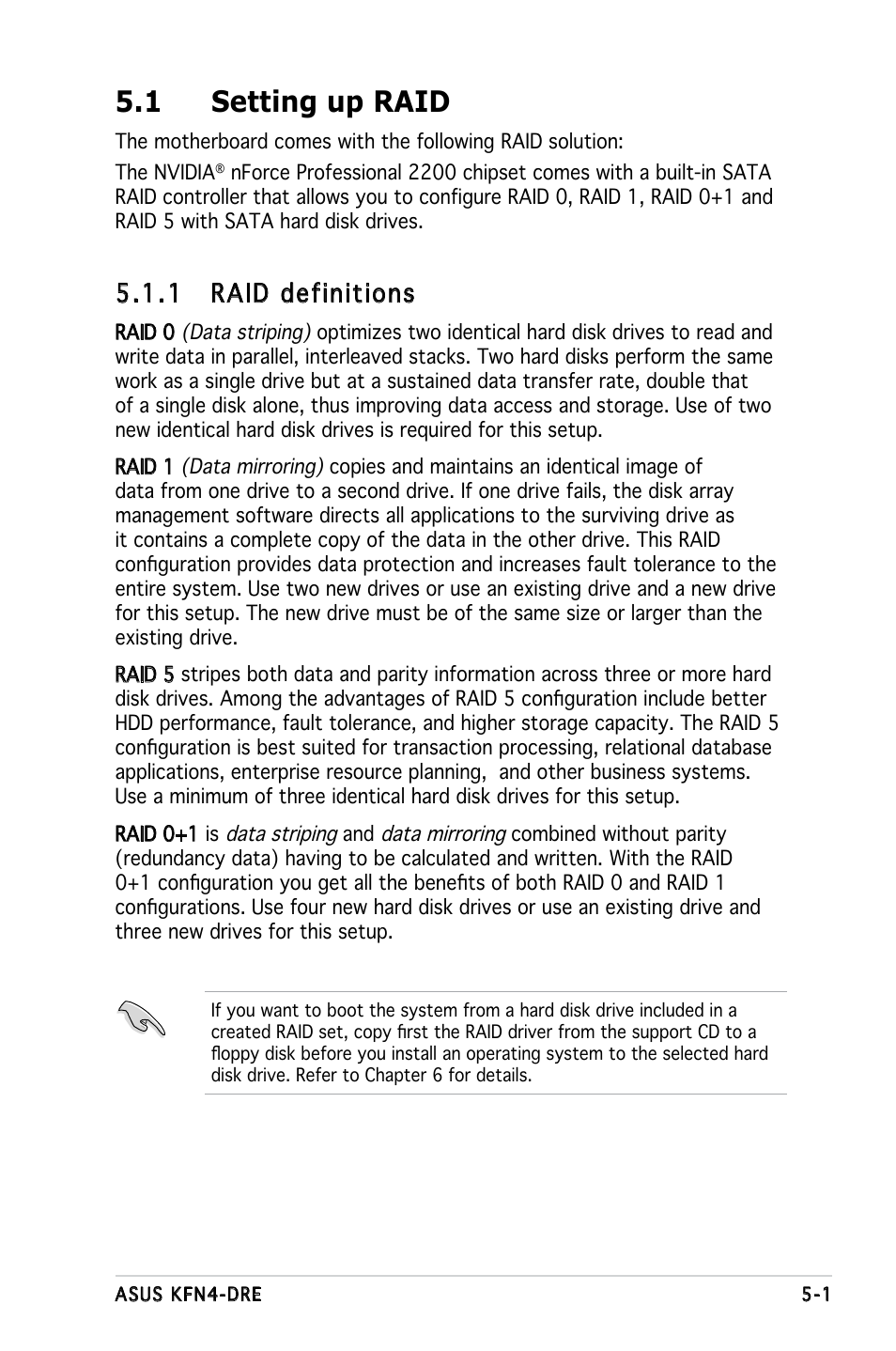 1 setting up raid, 1 raid definitions | Asus KFN4-DRE User Manual | Page 101 / 122