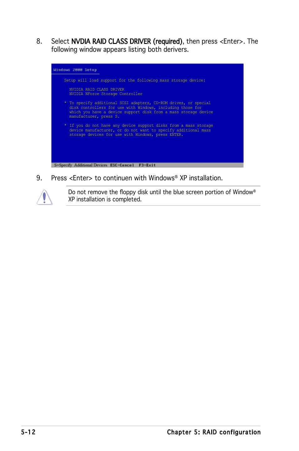 Press <enter> to continuen with windows, Xp installation | Asus KFN4-DRE User Manual | Page 112 / 122