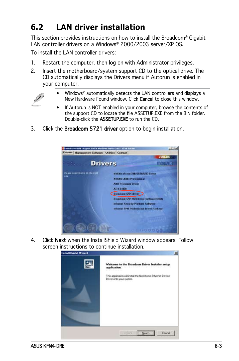 2 lan driver installation | Asus KFN4-DRE User Manual | Page 117 / 122