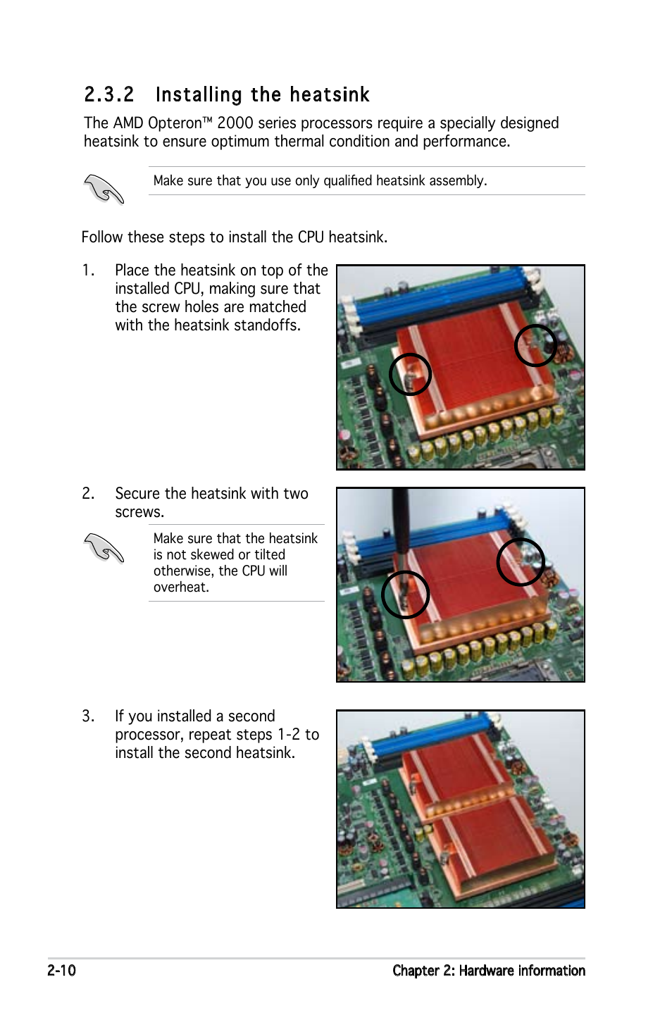 2 installing the heatsink | Asus KFN4-DRE User Manual | Page 30 / 122