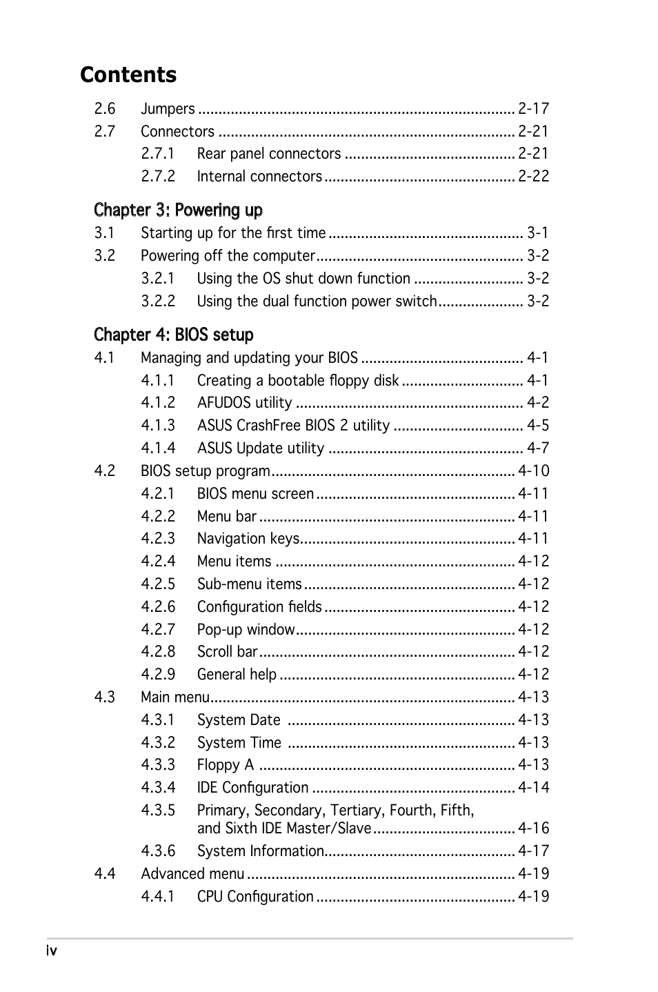 Asus KFN4-DRE User Manual | Page 4 / 122