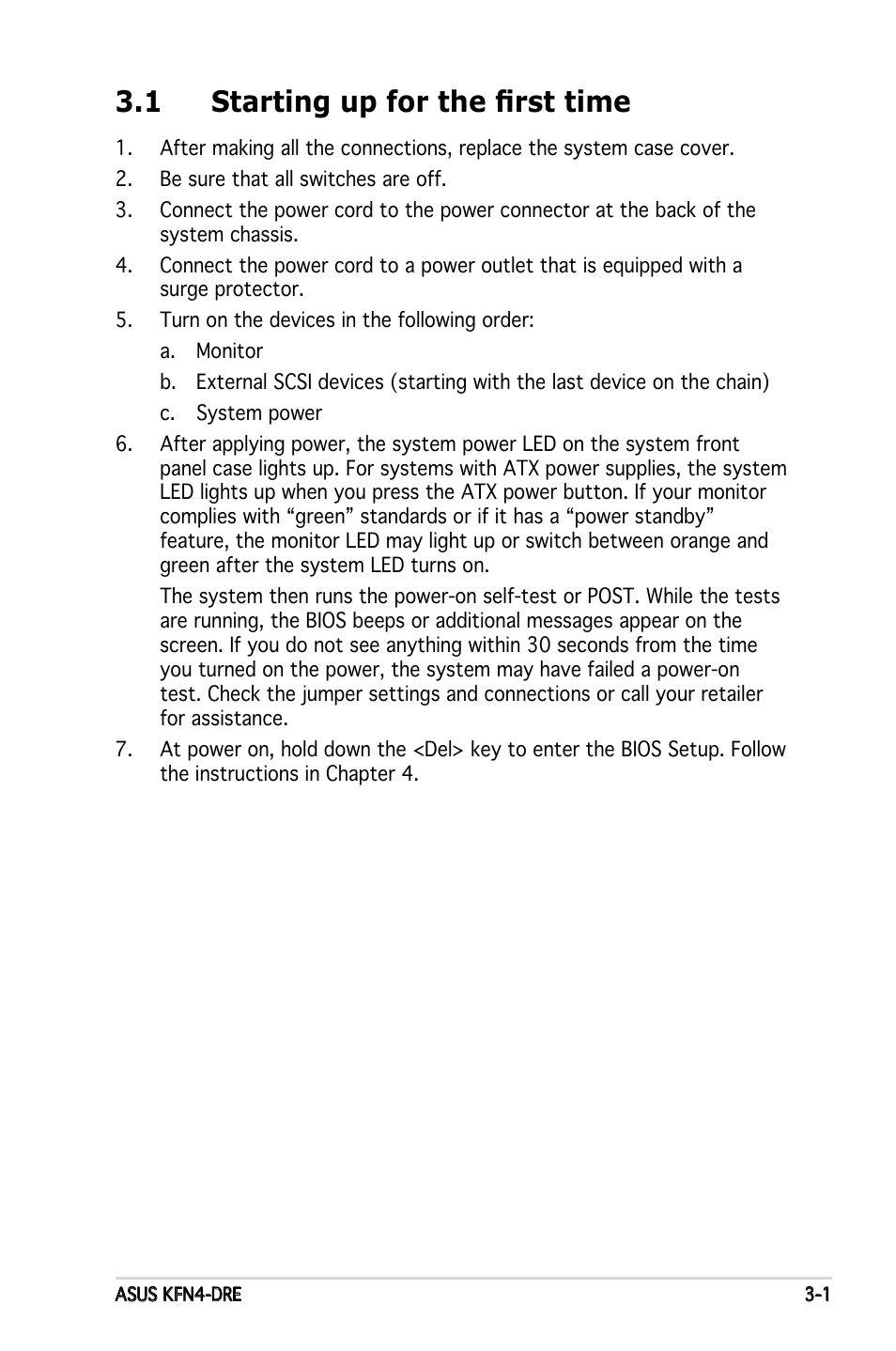 1 starting up for the first time | Asus KFN4-DRE User Manual | Page 55 / 122