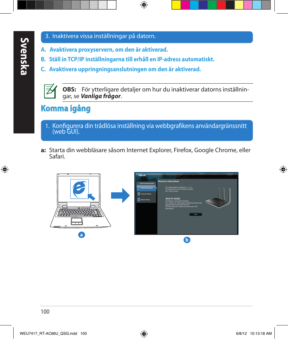 Sv ensk a, Komma igång | Asus RT-AC66U User Manual | Page 100 / 181