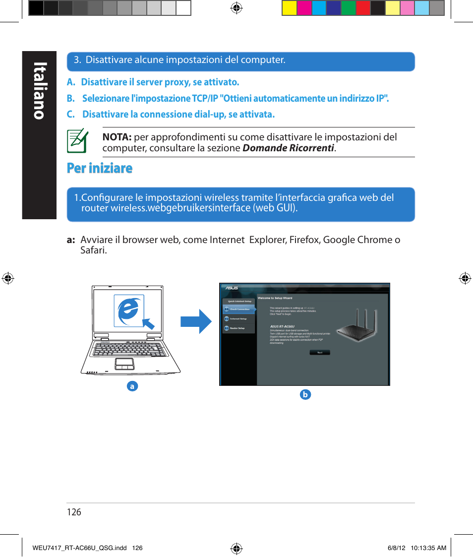 Italiano, Per iniziare | Asus RT-AC66U User Manual | Page 126 / 181