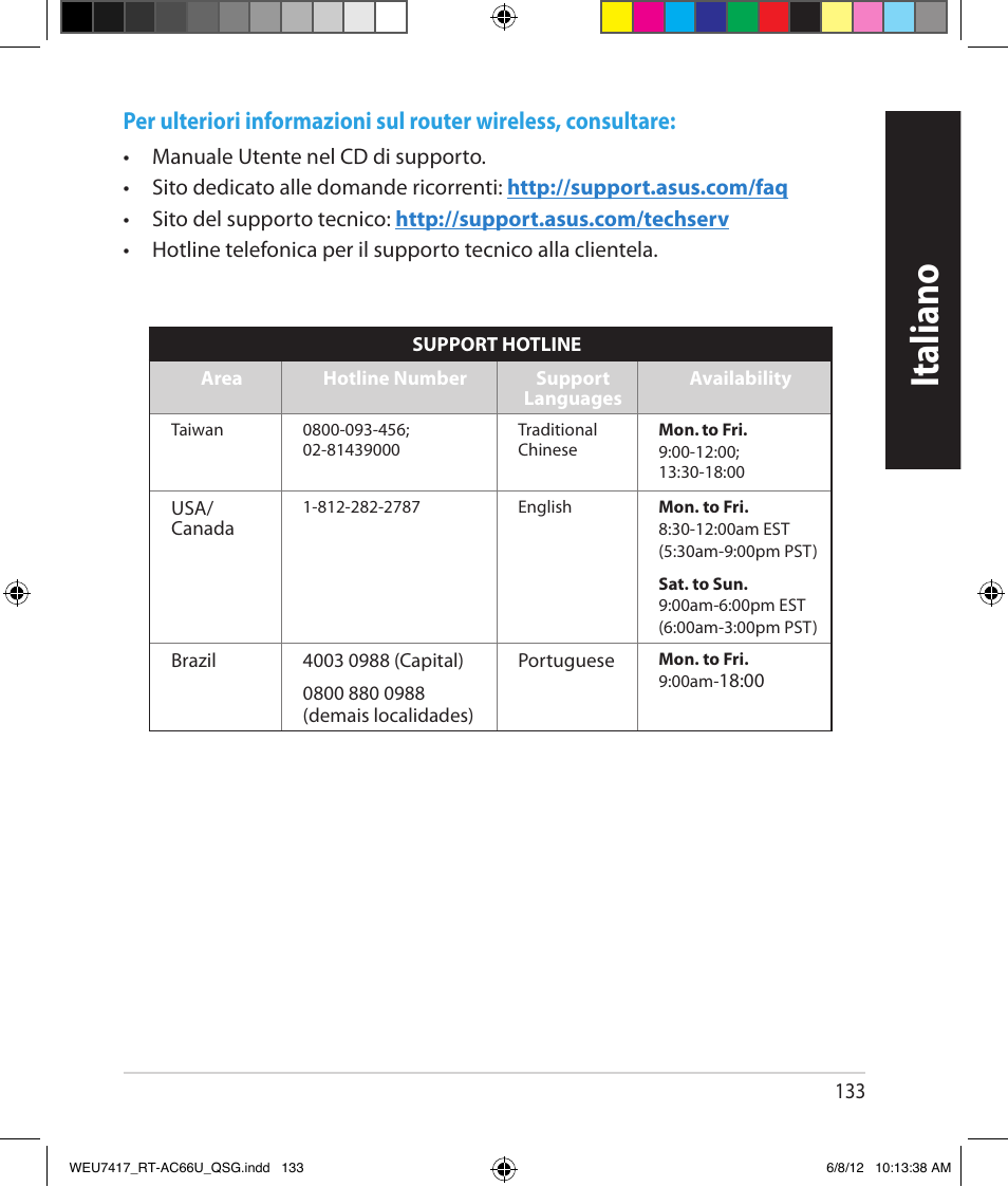 Italiano | Asus RT-AC66U User Manual | Page 133 / 181