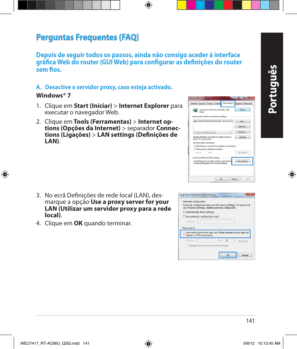 Por tuguês, Perguntas frequentes (faq) | Asus RT-AC66U User Manual | Page 141 / 181