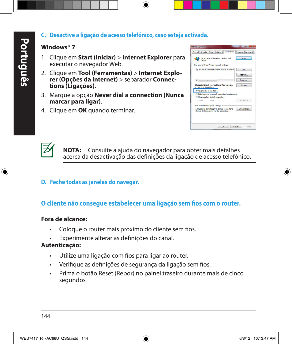 Por tuguês | Asus RT-AC66U User Manual | Page 144 / 181