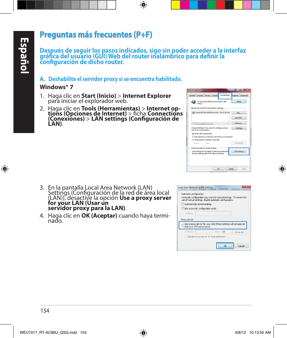 Español, Preguntas más frecuentes (p+f) | Asus RT-AC66U User Manual | Page 154 / 181