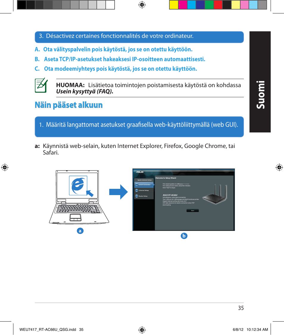 Suomi, Näin pääset alkuun | Asus RT-AC66U User Manual | Page 35 / 181