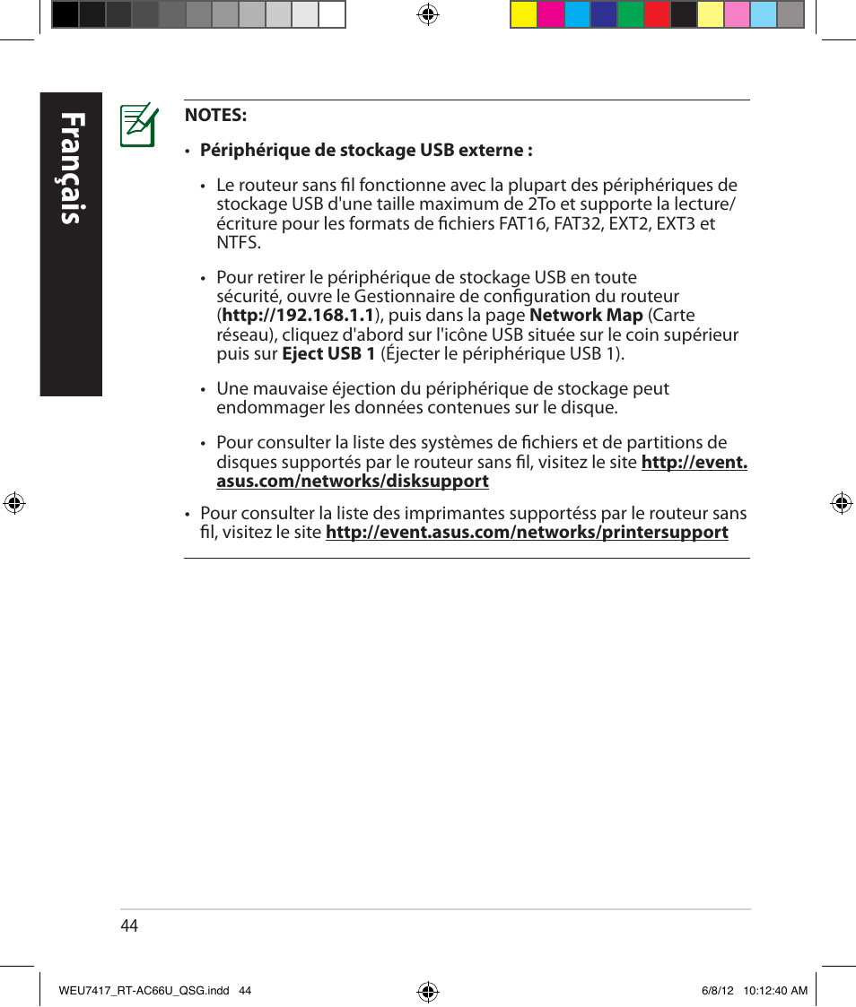 Franç ais | Asus RT-AC66U User Manual | Page 44 / 181