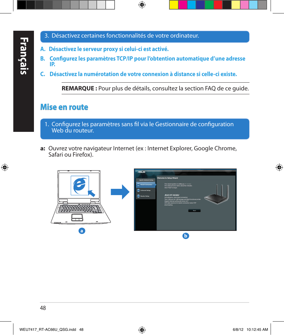Franç ais, Mise en route | Asus RT-AC66U User Manual | Page 48 / 181