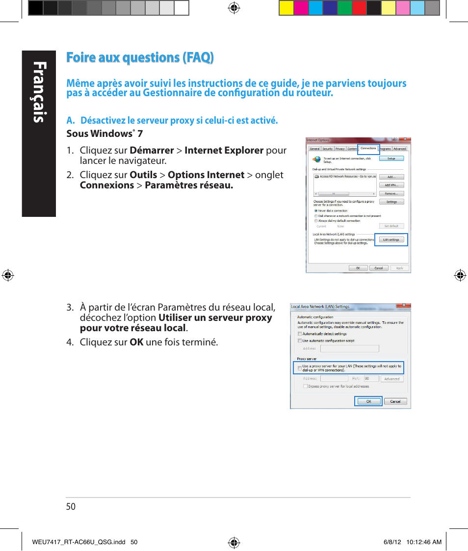 Franç ais, Foire aux questions (faq) | Asus RT-AC66U User Manual | Page 50 / 181