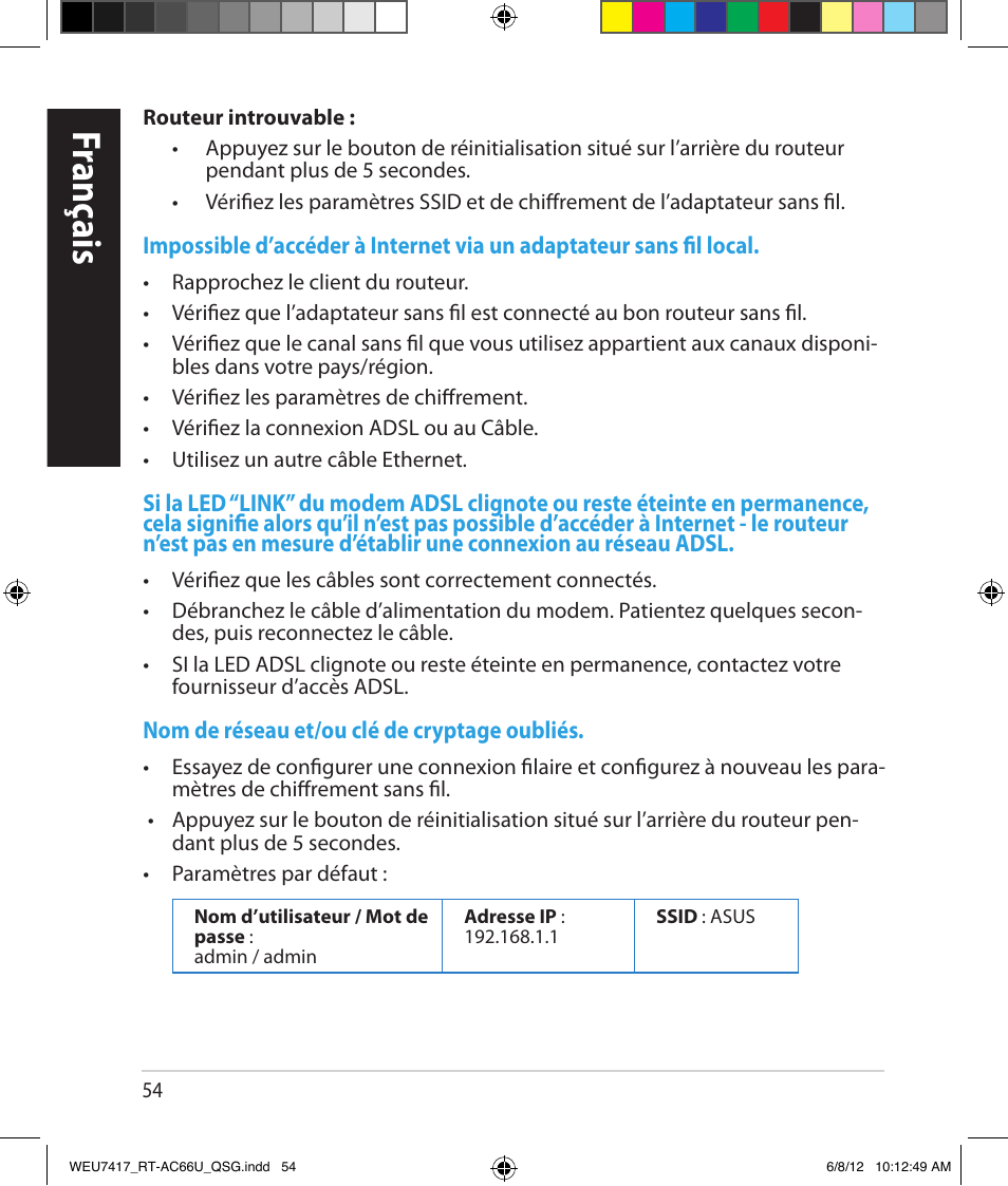 Franç ais | Asus RT-AC66U User Manual | Page 54 / 181