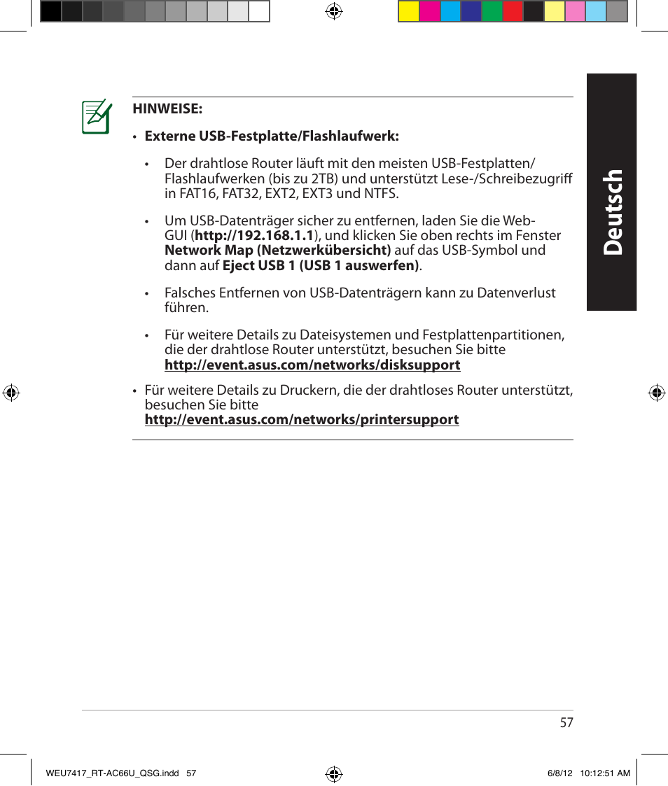 Deutsch | Asus RT-AC66U User Manual | Page 57 / 181