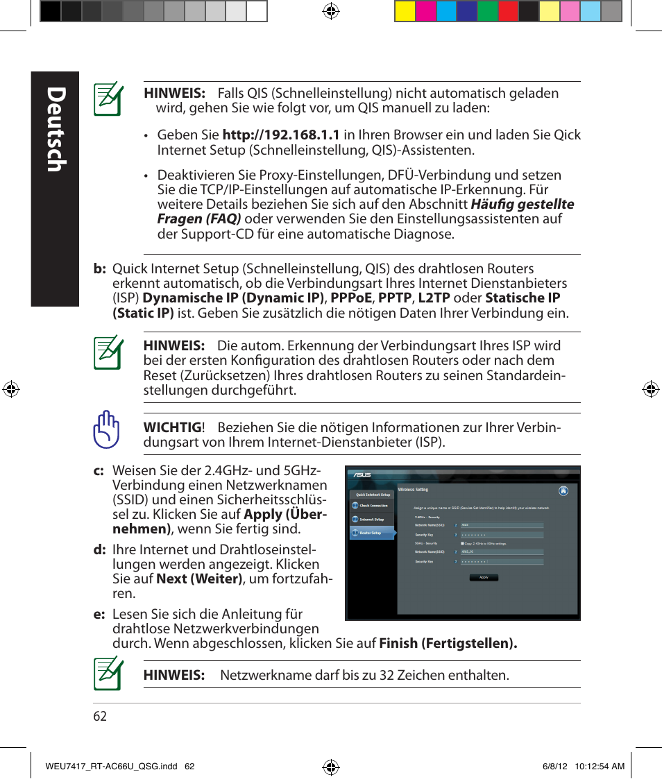 Deutsch | Asus RT-AC66U User Manual | Page 62 / 181