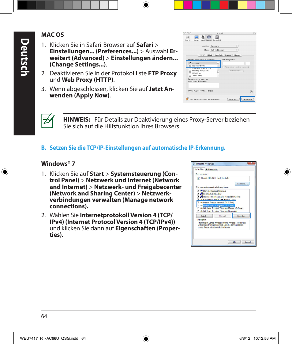 Deutsch | Asus RT-AC66U User Manual | Page 64 / 181