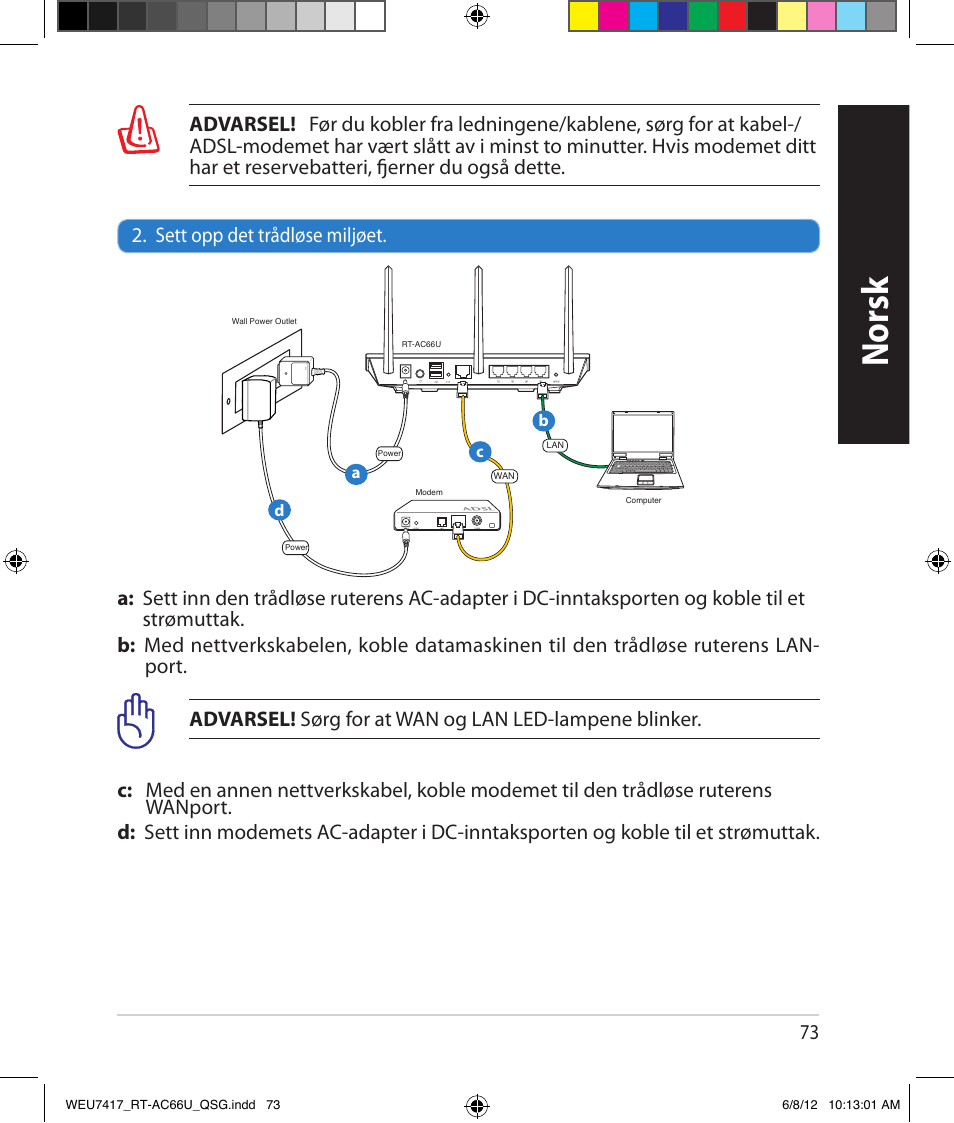 Norsk | Asus RT-AC66U User Manual | Page 73 / 181