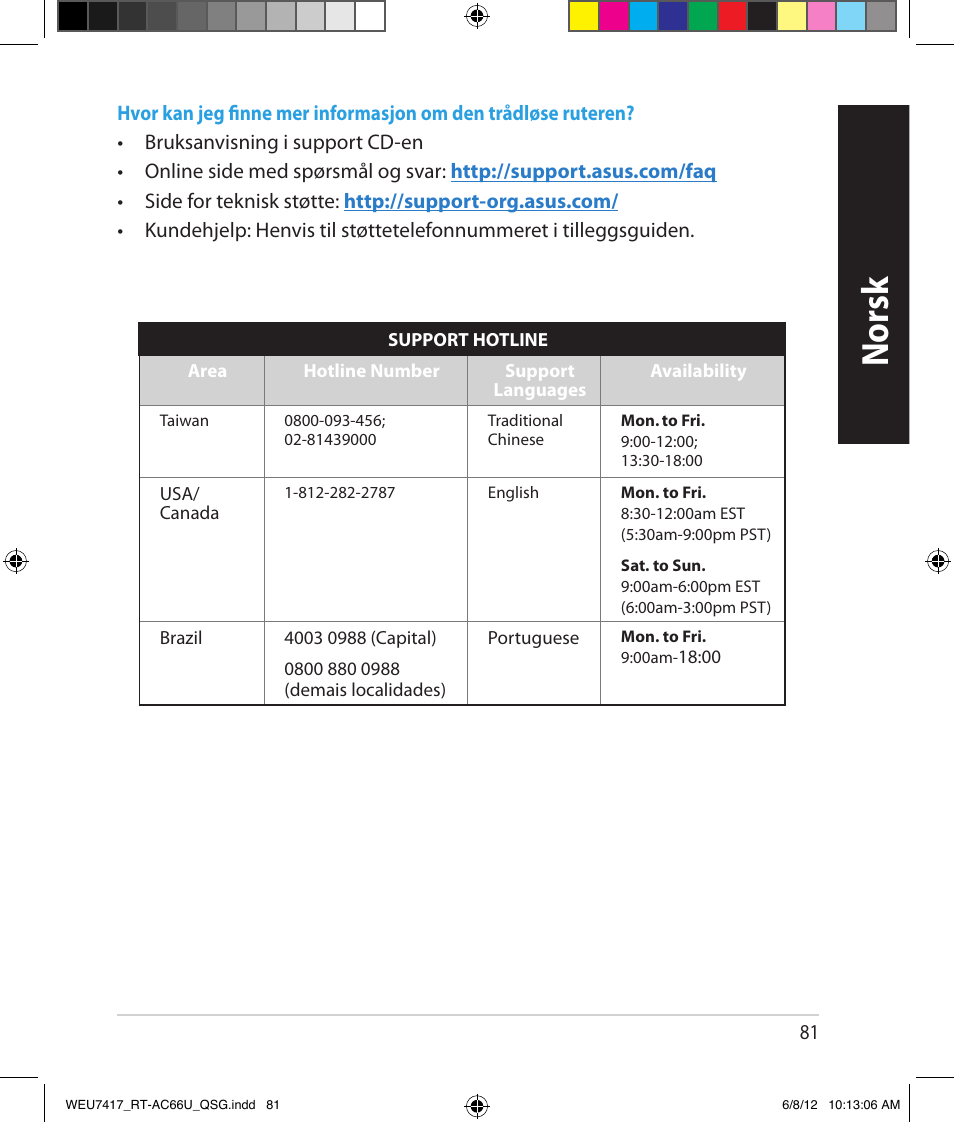 Norsk | Asus RT-AC66U User Manual | Page 81 / 181