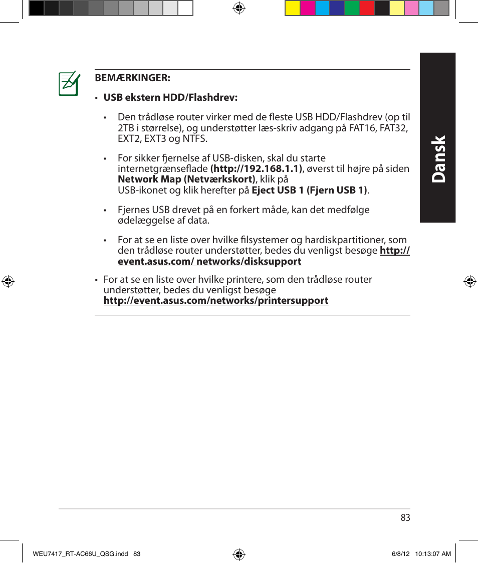 Dansk | Asus RT-AC66U User Manual | Page 83 / 181