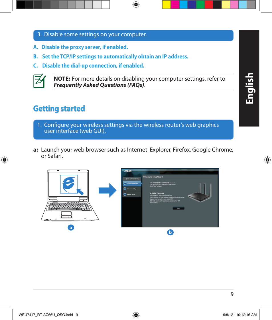 English, Getting started | Asus RT-AC66U User Manual | Page 9 / 181