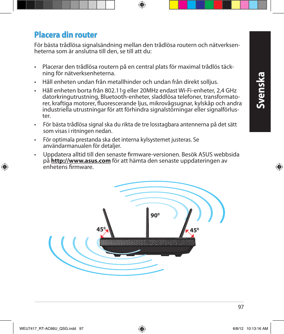 Sv ensk a, Placera din router | Asus RT-AC66U User Manual | Page 97 / 181