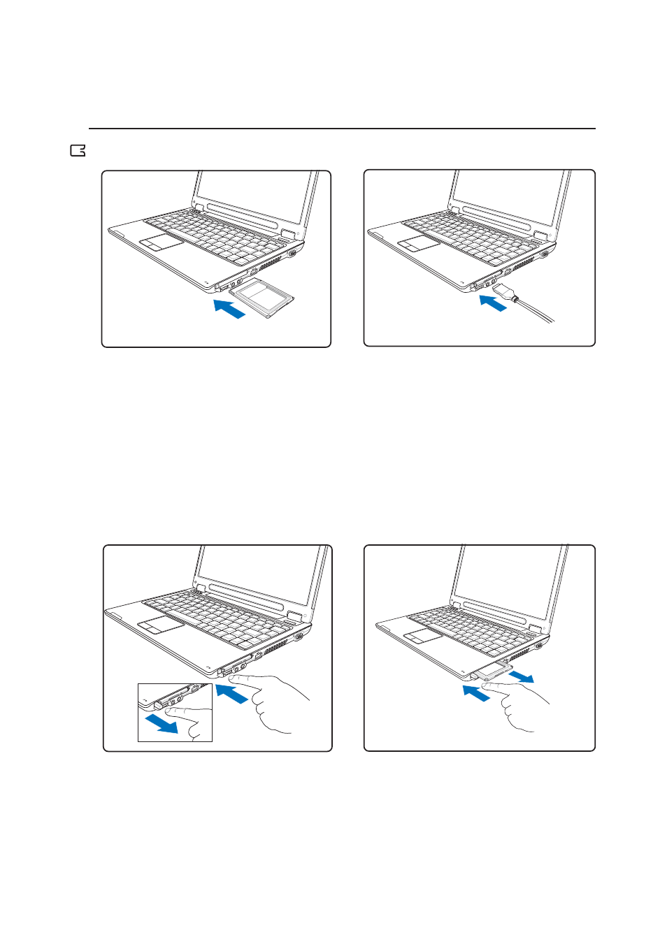 Inserting a pc card (pcmcia), Removing a pc card (pcmcia) | Asus W6A User Manual | Page 39 / 70