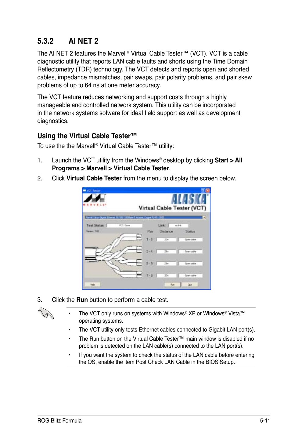 2 ai net 2, Using the virtual cable tester | Asus Blitz Formula (Special Edition) User Manual | Page 129 / 166