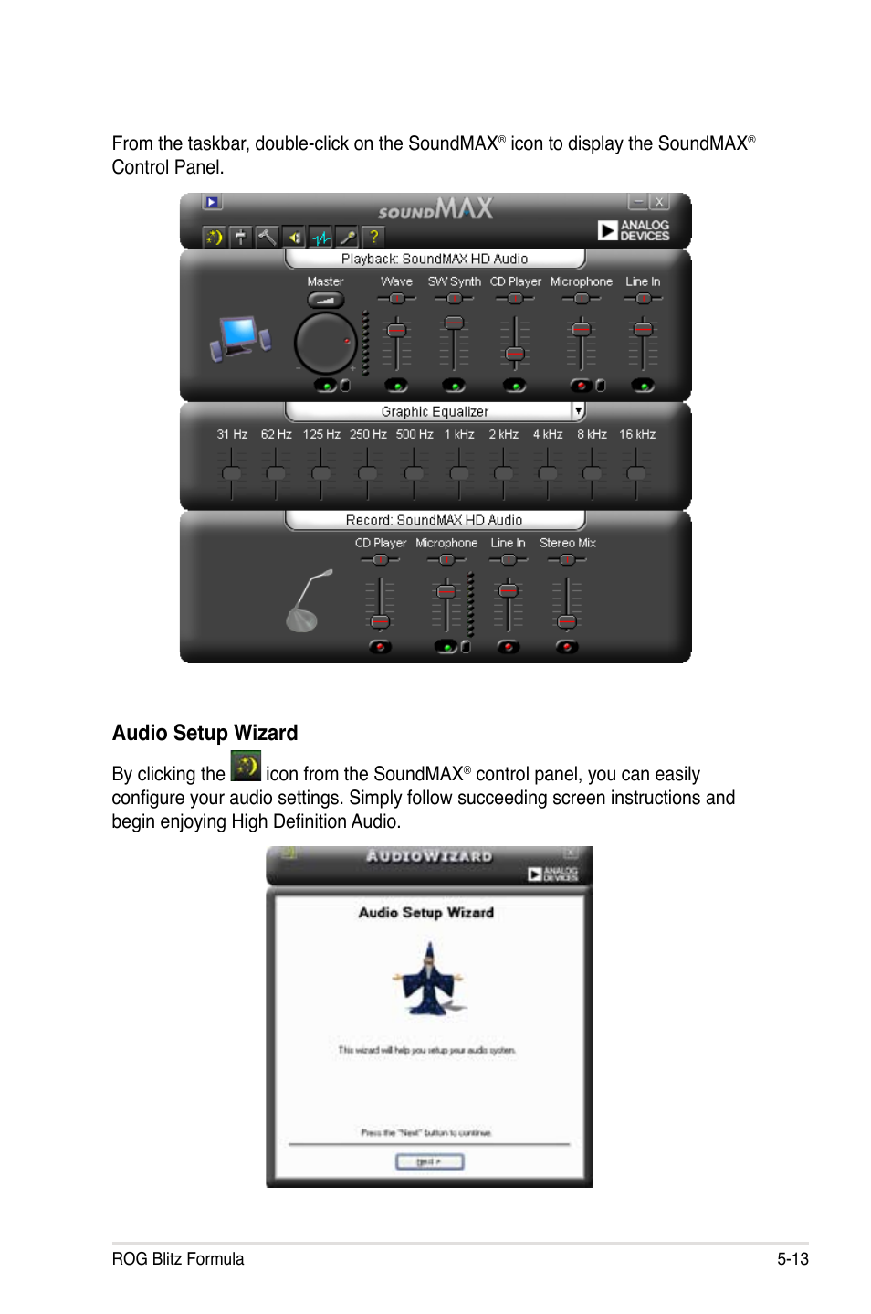 Audio setup wizard | Asus Blitz Formula (Special Edition) User Manual | Page 131 / 166