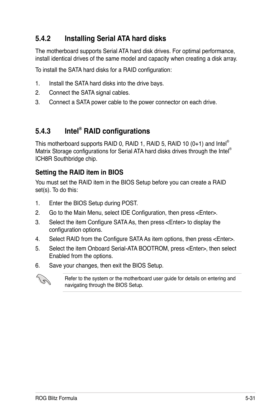 3 intel, Raid configurations, 2 installing serial ata hard disks | Asus Blitz Formula (Special Edition) User Manual | Page 149 / 166