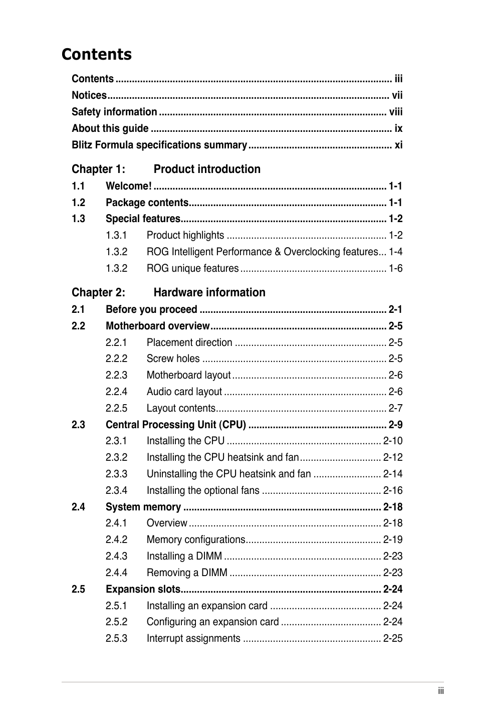 Asus Blitz Formula (Special Edition) User Manual | Page 3 / 166