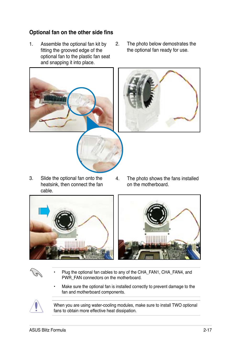 Optional fan on the other side fins | Asus Blitz Formula (Special Edition) User Manual | Page 43 / 166