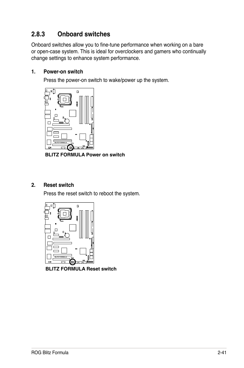 3 onboard switches | Asus Blitz Formula (Special Edition) User Manual | Page 67 / 166