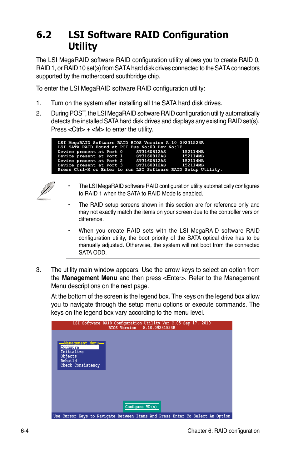 2 lsi software raid configuration utility, Lsi software raid configuration utility -4, 2 lsi software raid configuration utility | Asus RS726Q-E7/RS12 User Manual | Page 122 / 202