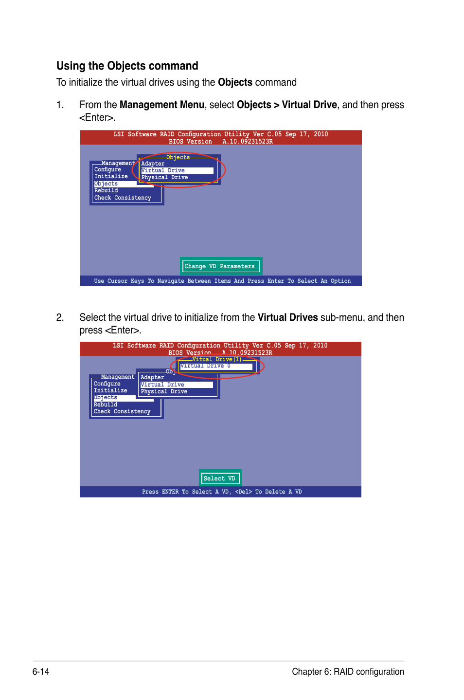 Using the objects command, 14 chapter 6: raid configuration | Asus RS726Q-E7/RS12 User Manual | Page 132 / 202