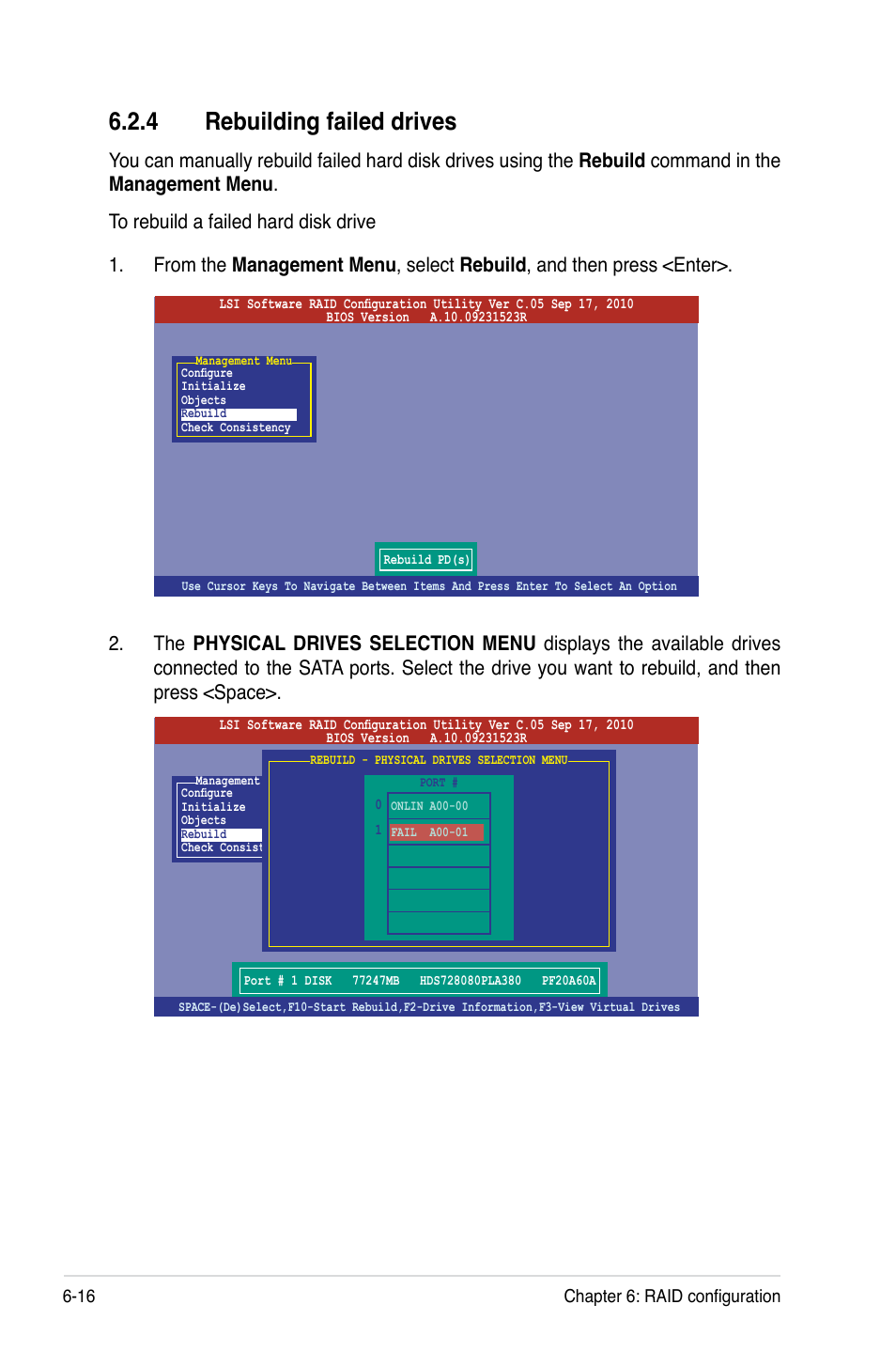 4 rebuilding failed drives, Rebuilding failed drives -16 | Asus RS726Q-E7/RS12 User Manual | Page 134 / 202