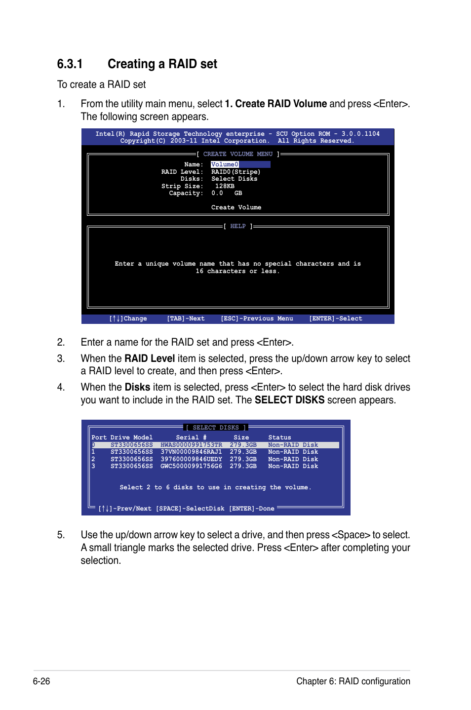 1 creating a raid set, Creating a raid set -26 | Asus RS726Q-E7/RS12 User Manual | Page 144 / 202