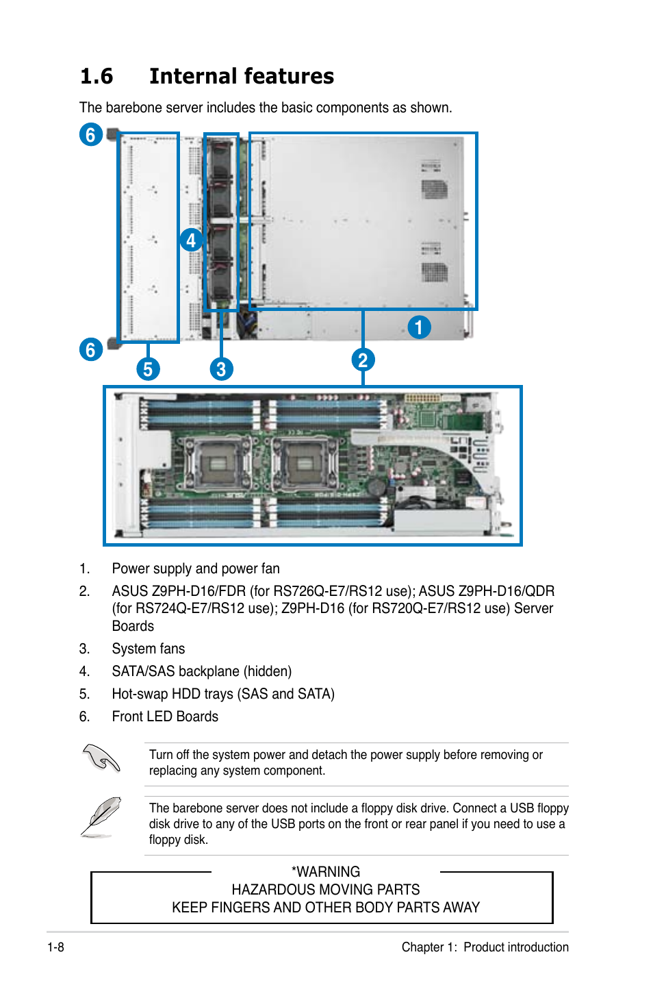 6 internal features, Internal features -8 | Asus RS726Q-E7/RS12 User Manual | Page 18 / 202