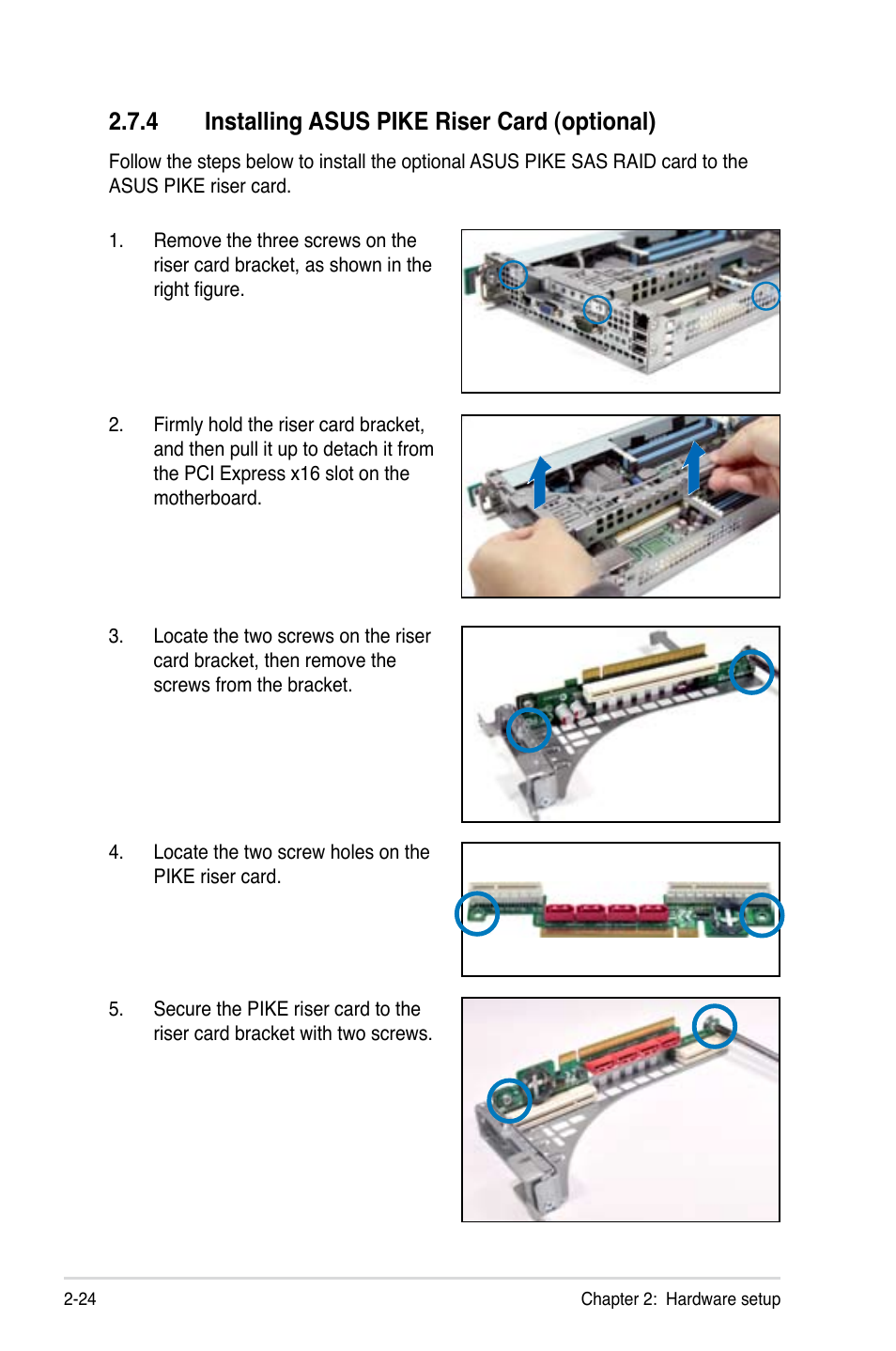 4 installing asus pike riser card (optional), Installing asus pike riser card (optional) -24 | Asus RS726Q-E7/RS12 User Manual | Page 44 / 202