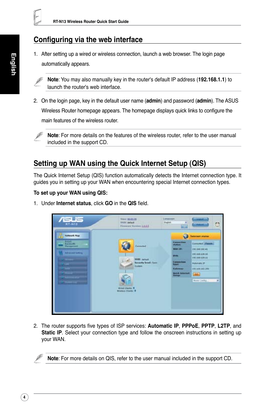 Configuring via the web interface | Asus RT-N13 User Manual | Page 6 / 30